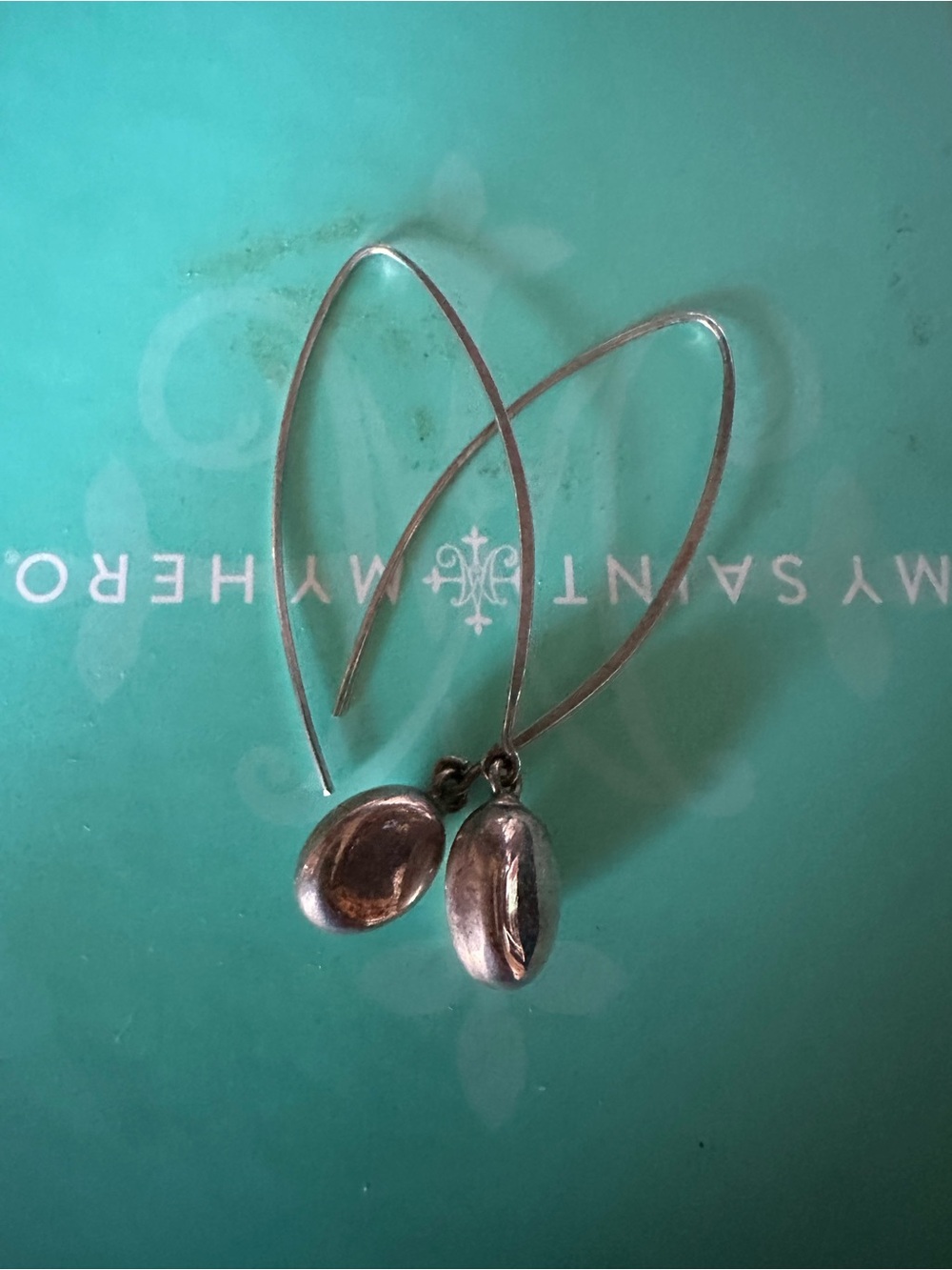 Silver Bean Drop Earrings